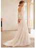 Square Neck Ivory Lace Tulle Floral Wedding Dress